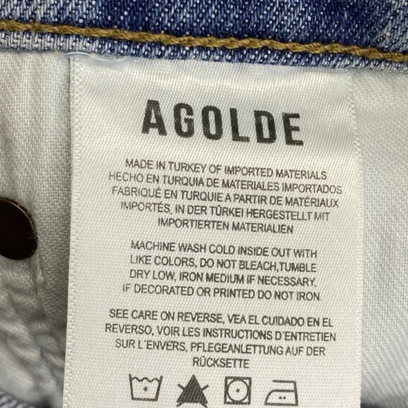 NEW AGOLDE Riley Long High Rise Straight Jeans • Size 25 • Quiver Distressed - Picture 3 of 11